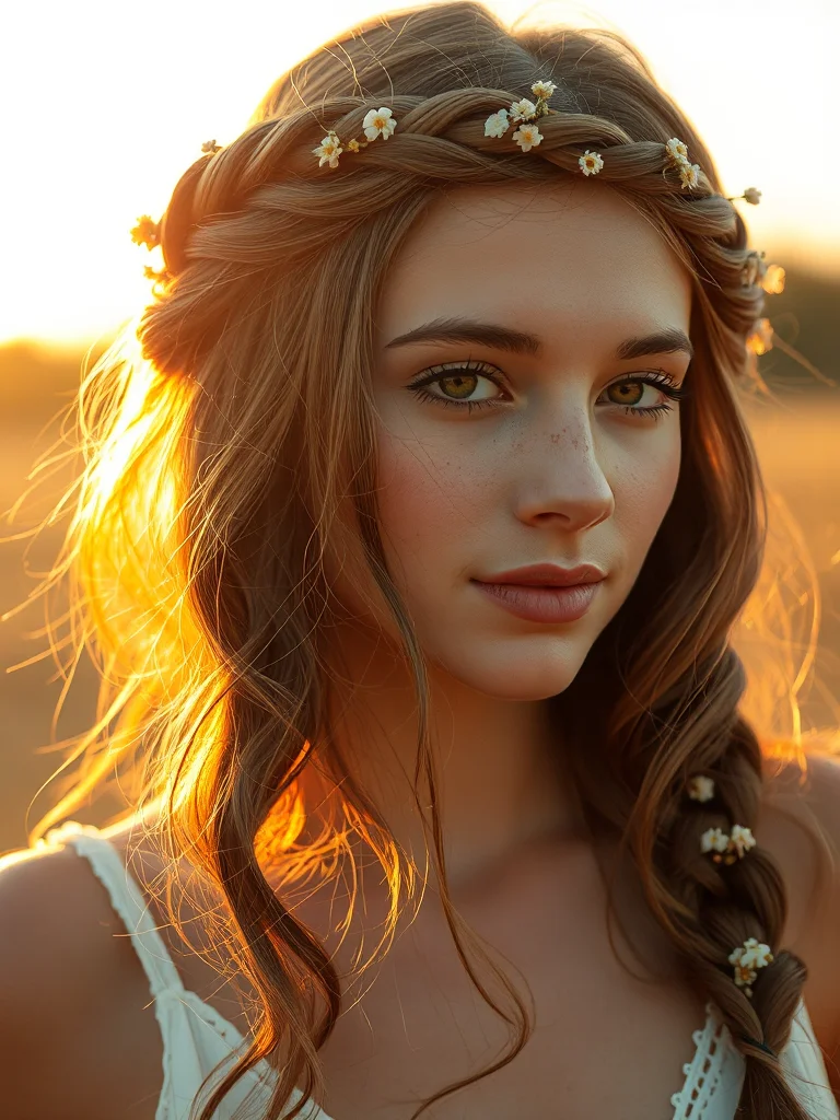 A beautiful boho braided crown hairstyle for a back to school look.