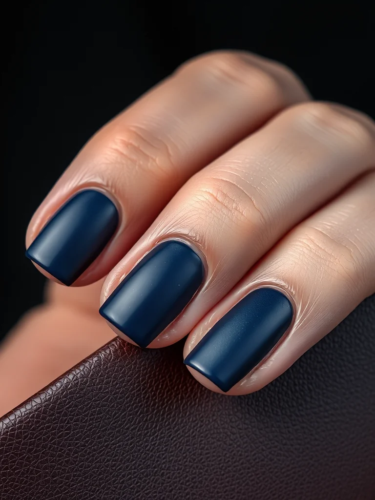 10 Sophisticated Back to School Nails Short Designs That Redefine Campus Chic 3 Short square nails painted with a rich, matte navy blue polish.