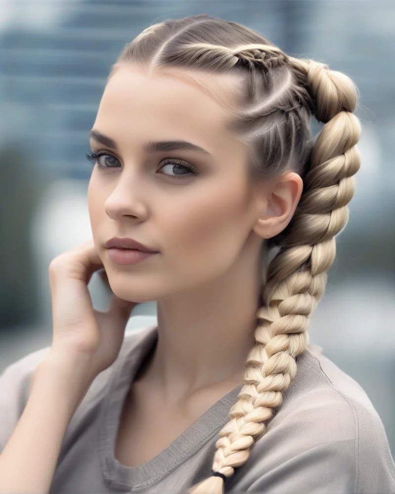 7 Stunning Back to School Braids to Ace Your Campus Look 3 High-quality shot of a student with sleek Dutch pigtail braids.