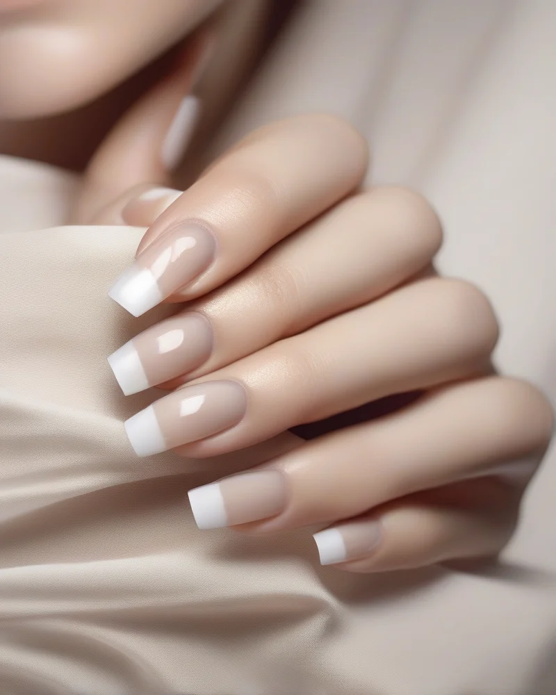 Modern micro-french tip manicure on square nails