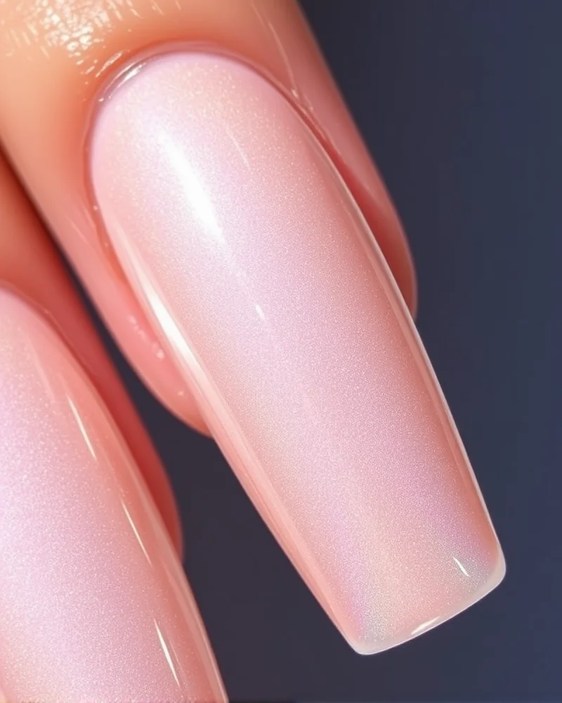7 July Nails Trends That Will Make Your Summer Manicure Pop 3 Long almond-shaped nails with a high-shine, pearlescent 'glazed donut' chrome finish that reflects soft rainbow hues.