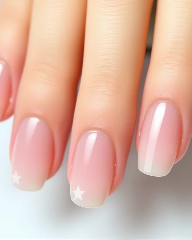 7 Viral 4th of July Simple Nails Designs You Need to Try This Summer 4 Minimalist almond nails with a clear base and a single white star outline on each finger for a clean look.
