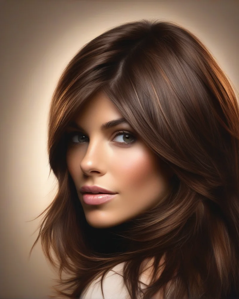 Brunette hair featuring Neopolotin-inspired highlights.