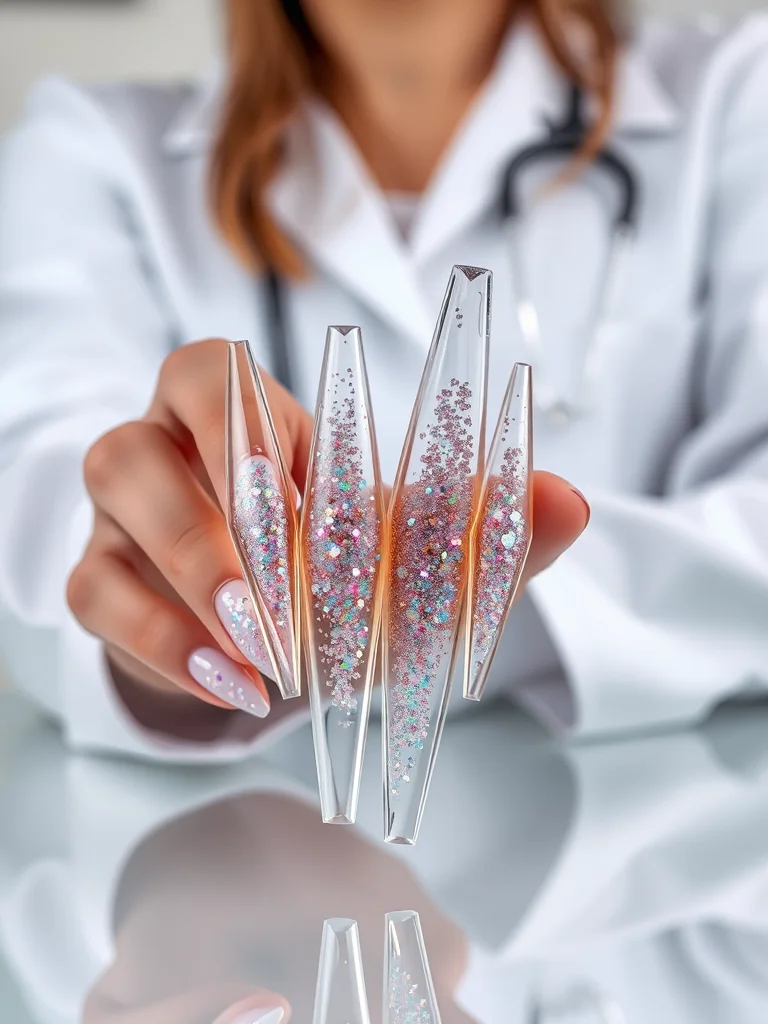 Mastering the Art of Nails School: The Ultimate Guide for Aspiring Pros 4 Professional acrylic stiletto nails with holographic detail.