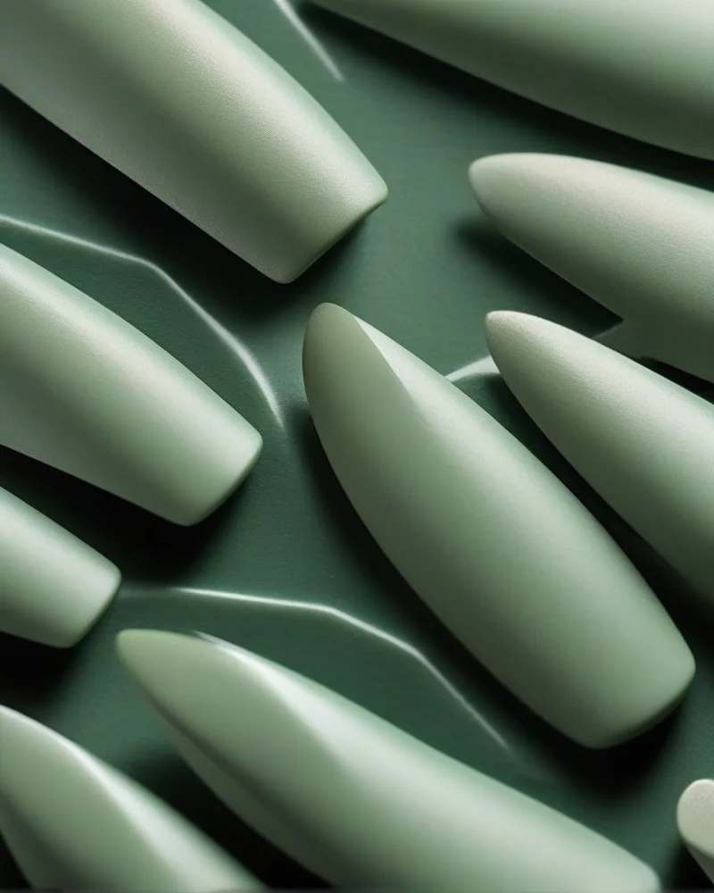 7 Effortless Basic Back to School Nails for a Stylish Semester 4 Matte sage green coffin nails, perfect for an autumn back-to-school look.