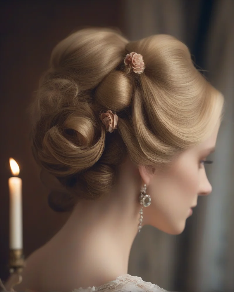 Haunted victorian updo with dramatic volume for a spooky costume.