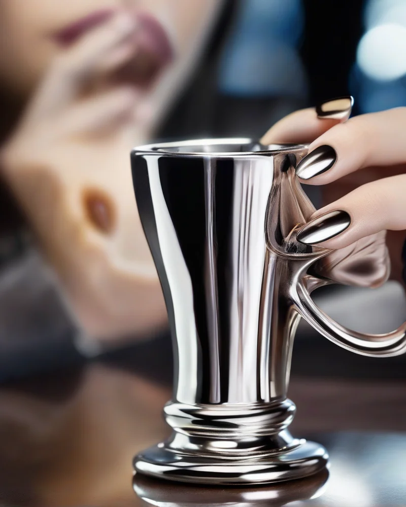 15 Trendy Nail Inspo Back to School Ideas for a Stylish Semester 4 Futuristic silver chrome nail inspo back to school manicure.