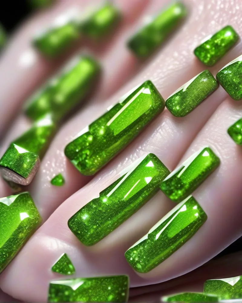 10 Exquisite Pedicure Ideas to Elevate Your Foot Aesthetic This Season 4 Vibrant peridot green shimmer pedicure design.