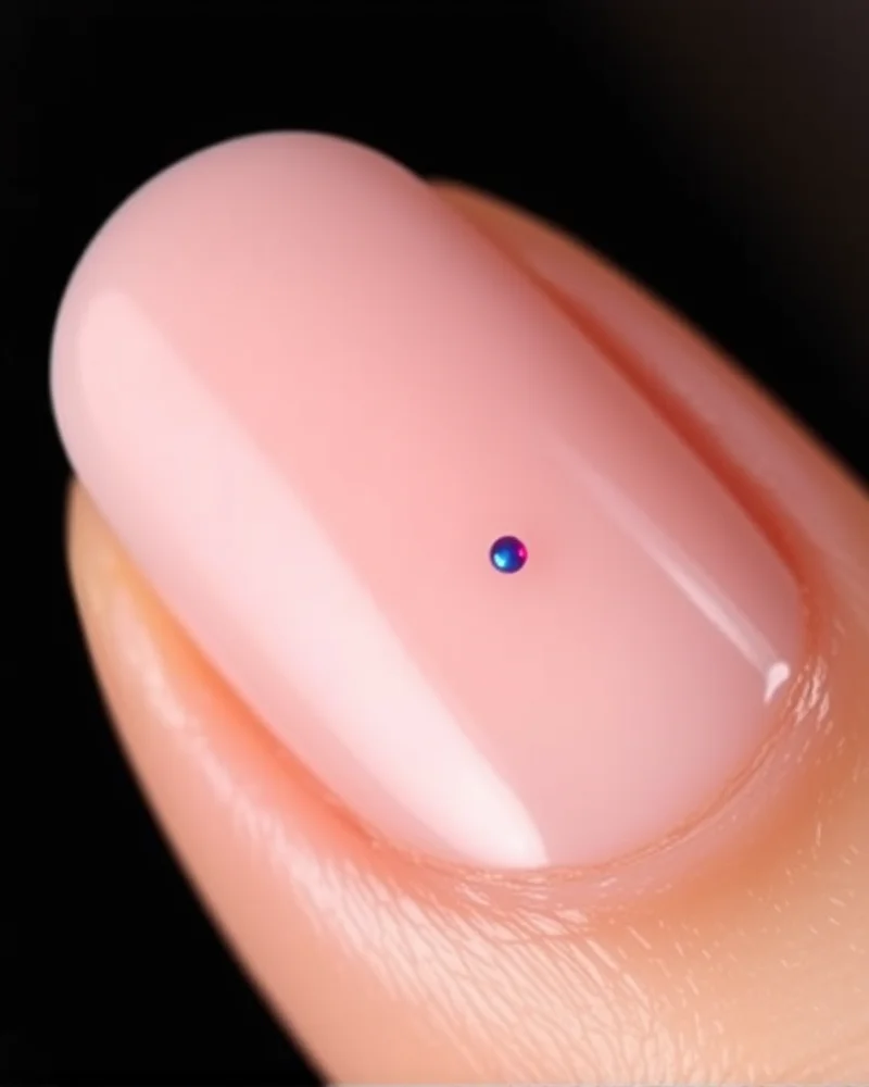 7 Viral 4th of July Nails Blooming Gel Designs You Need to Try 5 Short oval nails with a nude base and minimalist red and blue blooming gel spots, creating a chic and clean aesthetic.