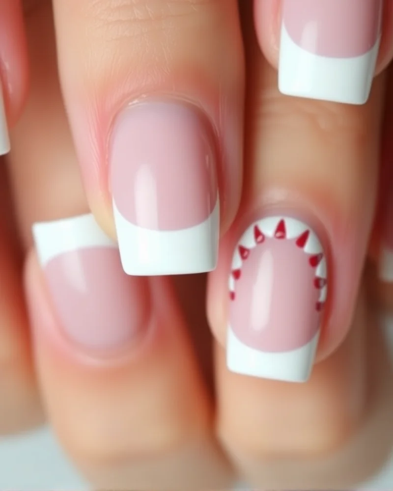 Shark Week Nails: 7 Fierce Designs to Make a Splash This Season 5 Shark bite French manicure design on square nails.
