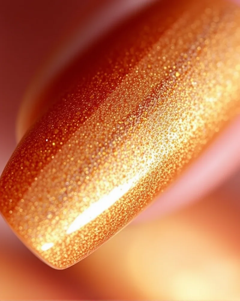 Magnetic velvet gold nails showing deep shimmer texture.
