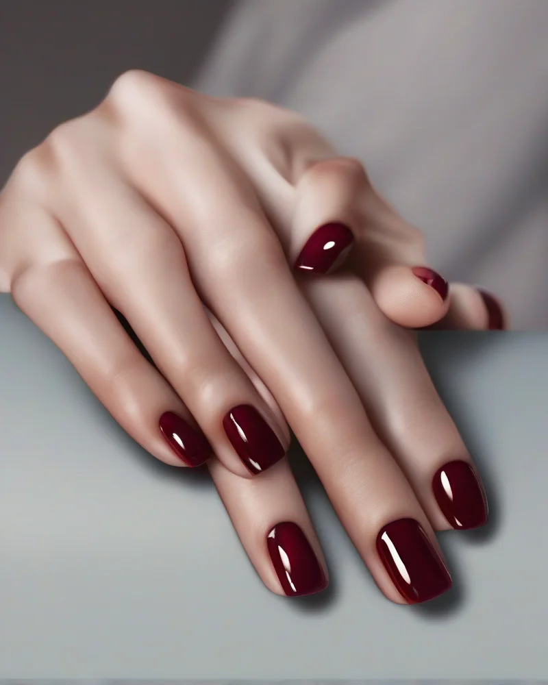 7 Effortless Basic Back to School Nails for a Stylish Semester 5 Classic glossy cherry red nails on a natural nail shape.