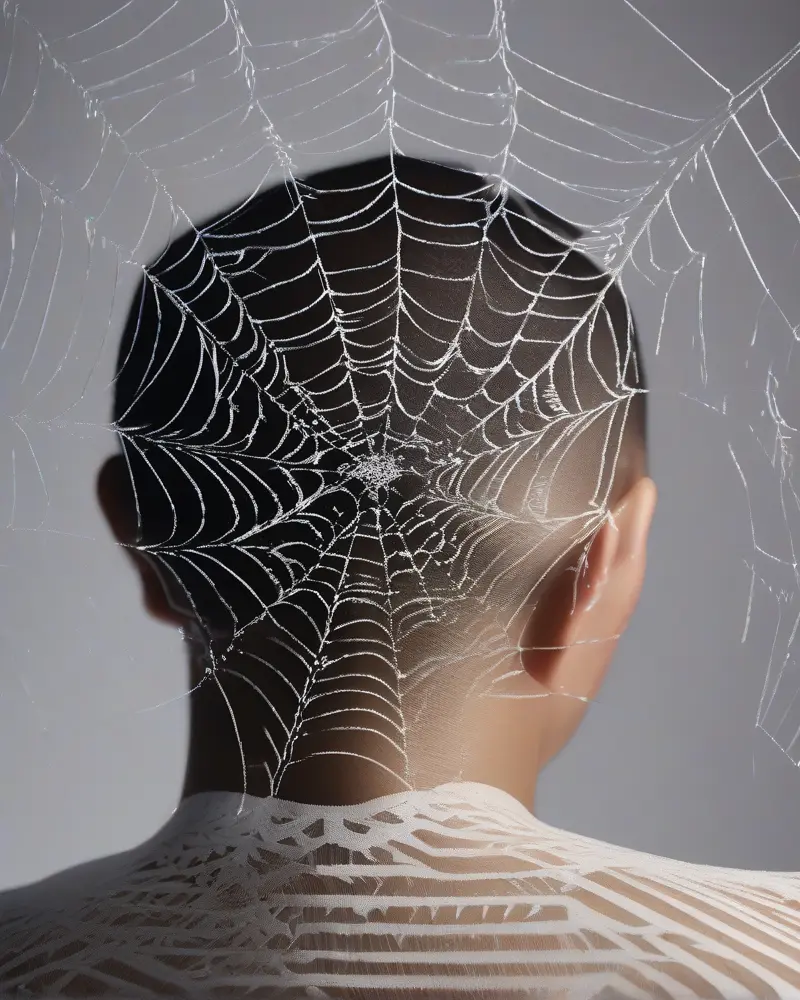 Spiderweb parting hairstyle for halloween.