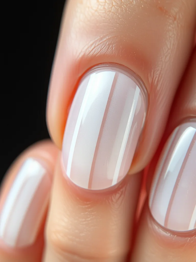 Striped Nails: 7 Chic Designs You Need to Try for Your Next Manicure 6 Oval nails featuring negative space stripes with white lines.