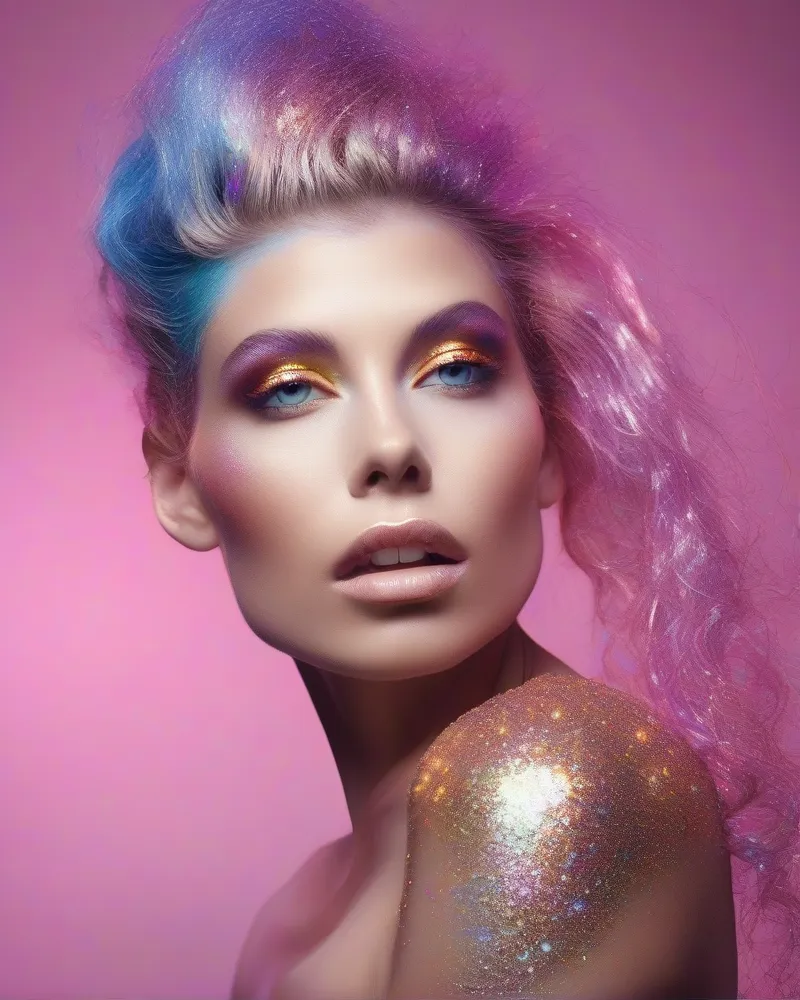 Glitter root hair style for a festive halloween look.