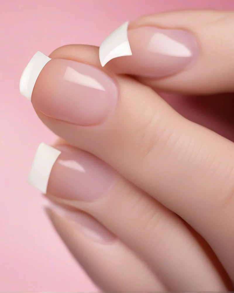 Classic white French tip pedicure.