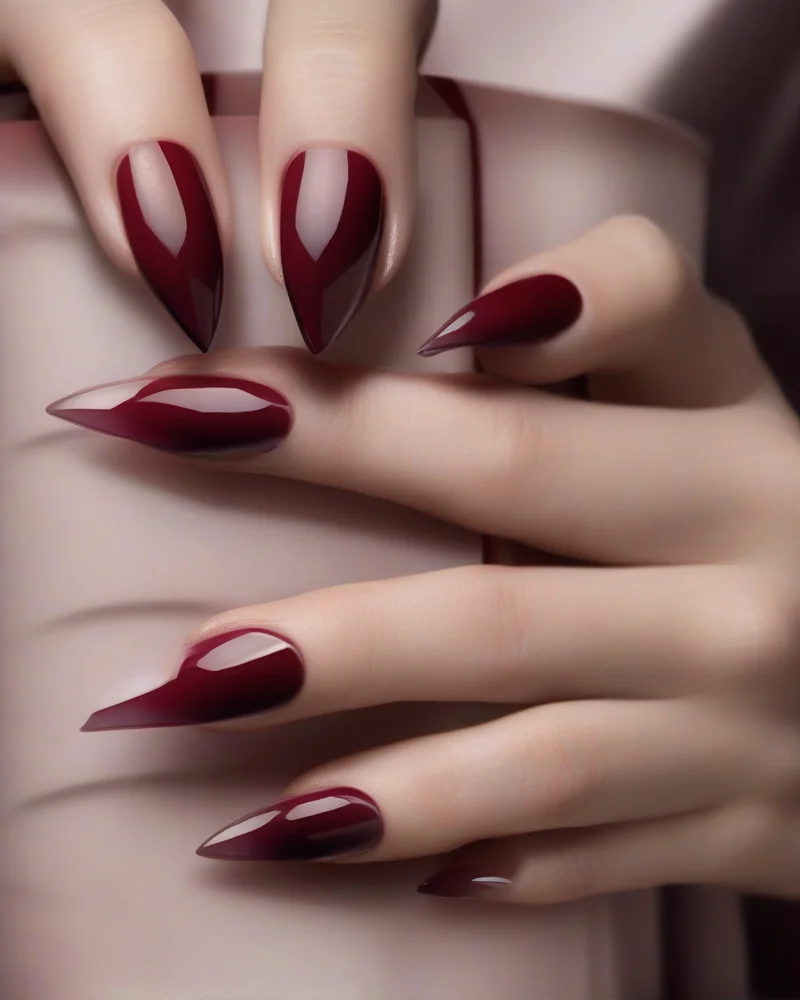 10 Reasons Why Ruby Nails Are The Ultimate Luxury Manicure Trend 7 Elegant ruby red ombré fade on almond nails.
