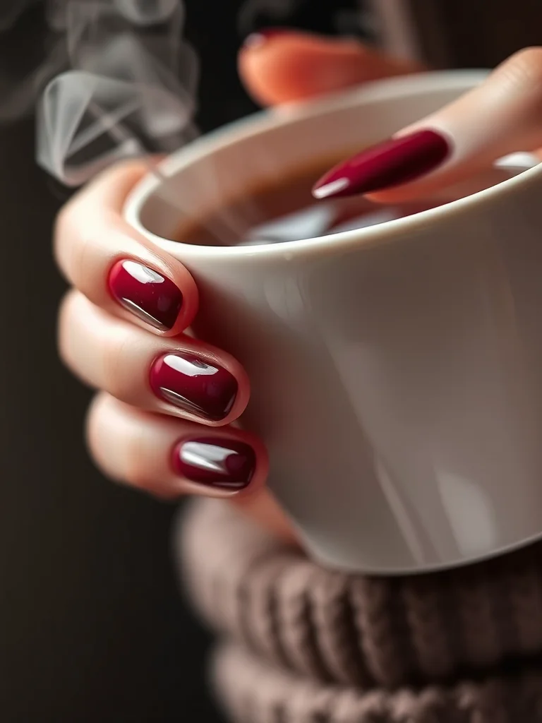 10 Sophisticated Back to School Nails Short Designs That Redefine Campus Chic 7 Short, rounded nails painted in a rich, high-gloss burgundy wine polish.