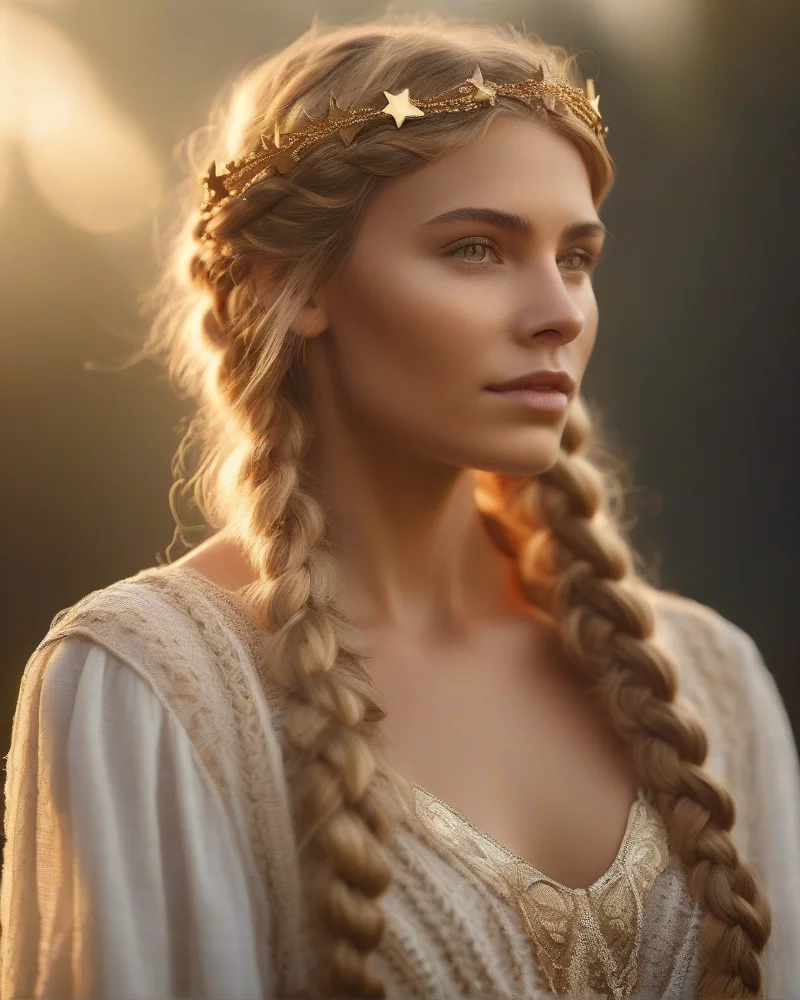 Celestial braid crown with star charms for a halloween goddess look.