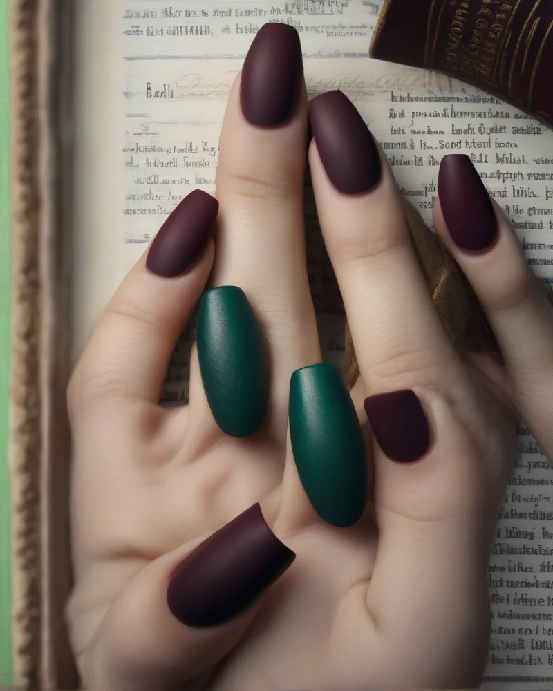 15 Trendy Nail Inspo Back to School Ideas for a Stylish Semester 7 Matte dark academia aesthetic nail inspo back to school.