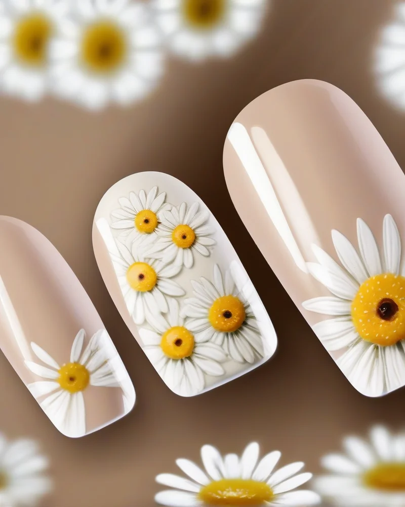 Delicate micro-floral accent nail art for school