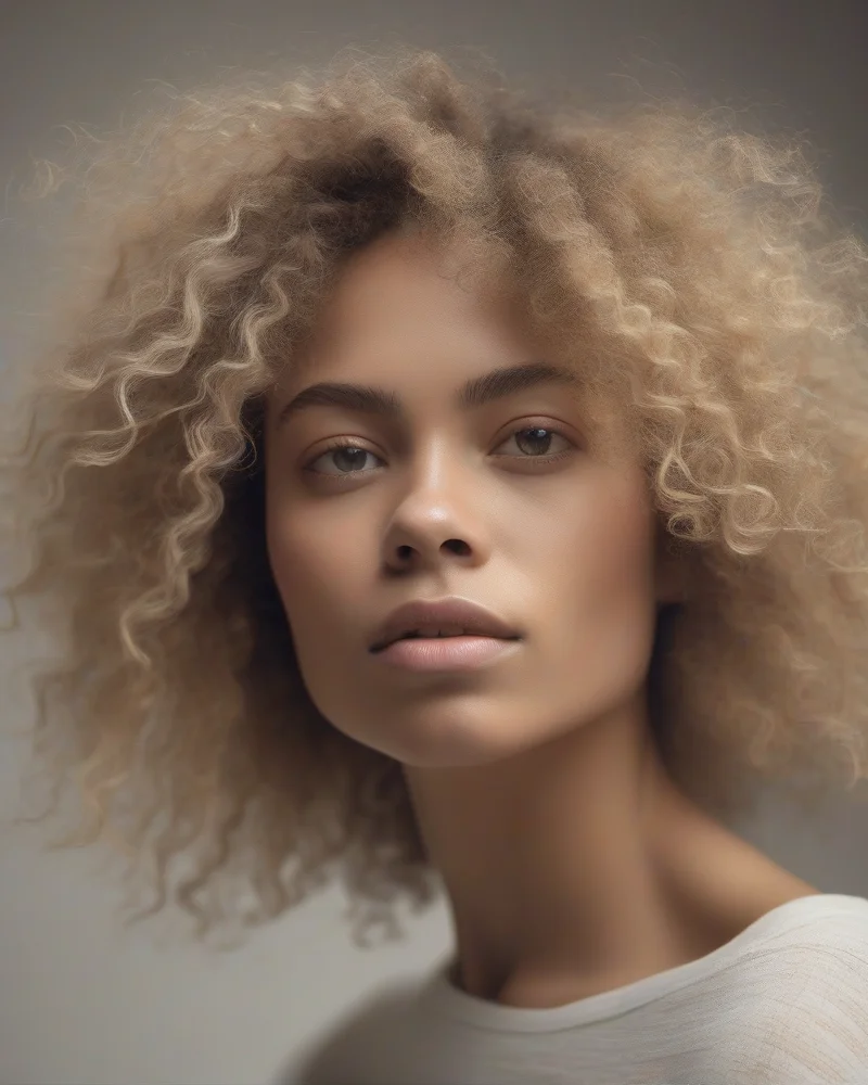 Portrait of a person with natural hair and a 'no-makeup' makeup look.