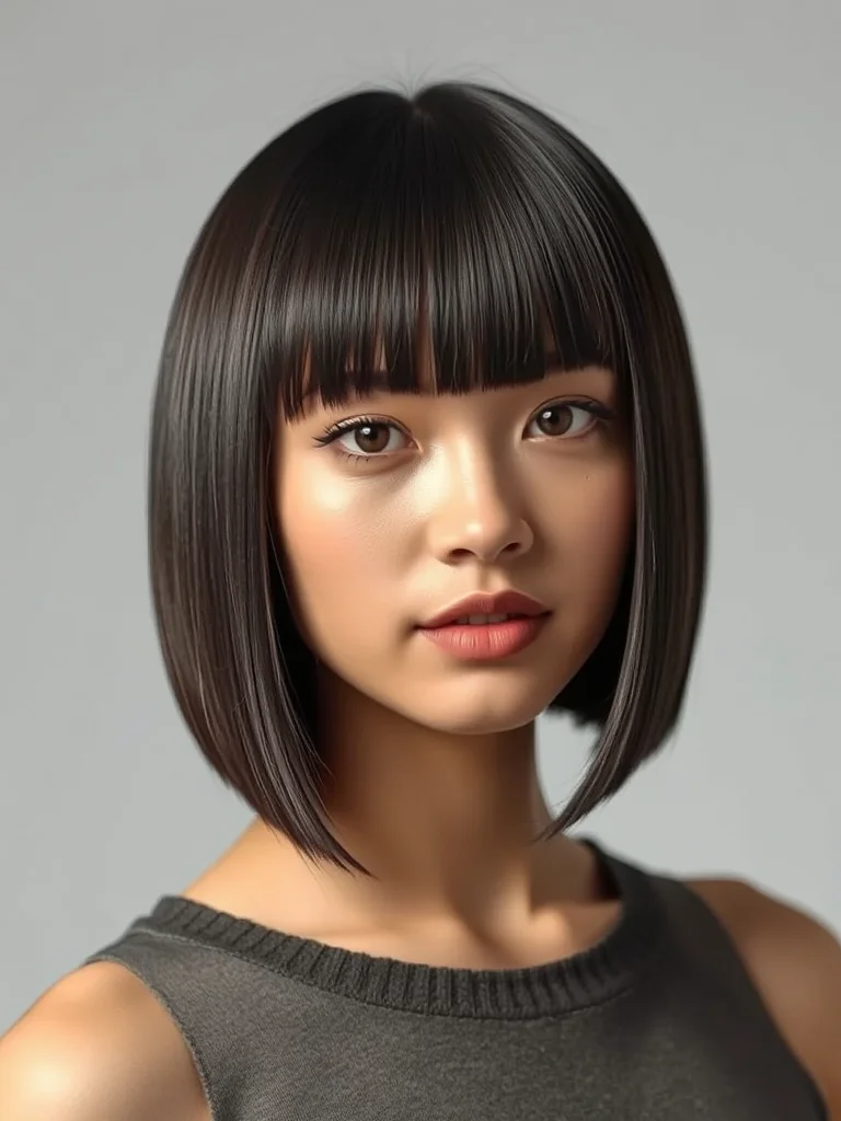 A student with a perfectly straight glass hair bob.
