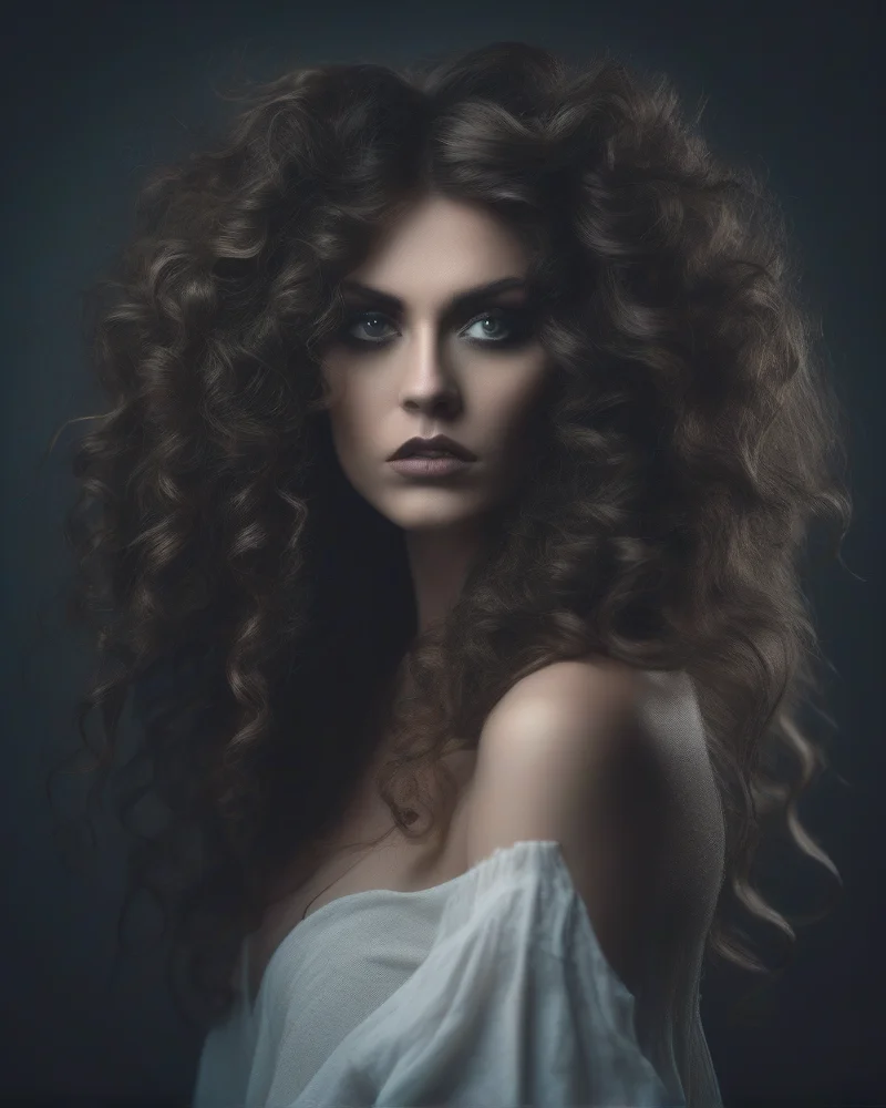 Huge voluminous witch curls for a dramatic halloween look.