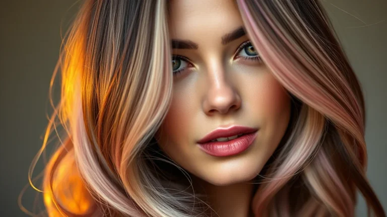 Neopolotin Hair Color: The Ultimate Guide to This Sweet Multi-Tonal Trend 7 Model with stunning tri-tone Neopolotin hair color featuring chocolate, strawberry, and vanilla highlights.