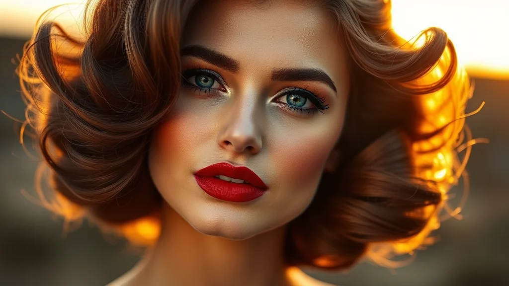 7 Viral 4th of July Makeup Looks That Will Stop the Show 1 A stunning editorial portrait of a woman with voluminous, glossy hair styled in a salon-quality blowout, featuring a red and blue inspired makeup look with soft, radiant lighting.