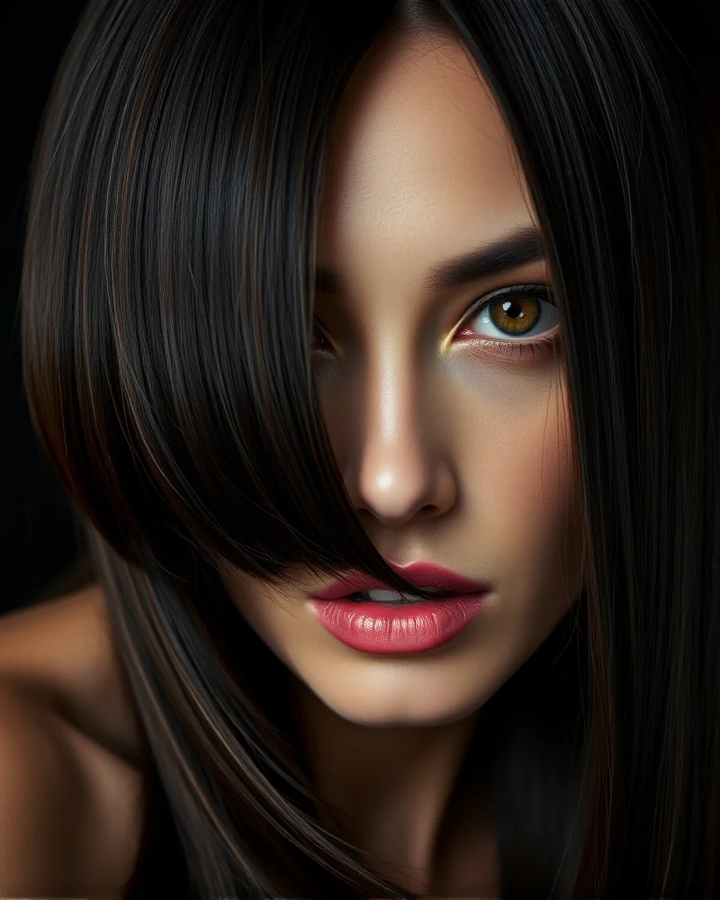 7 Stunning Brown Hair Color Trends for Every Skin Tone 2 Model showcasing a sleek, ultra-glossy espresso brown hair color with high shine.