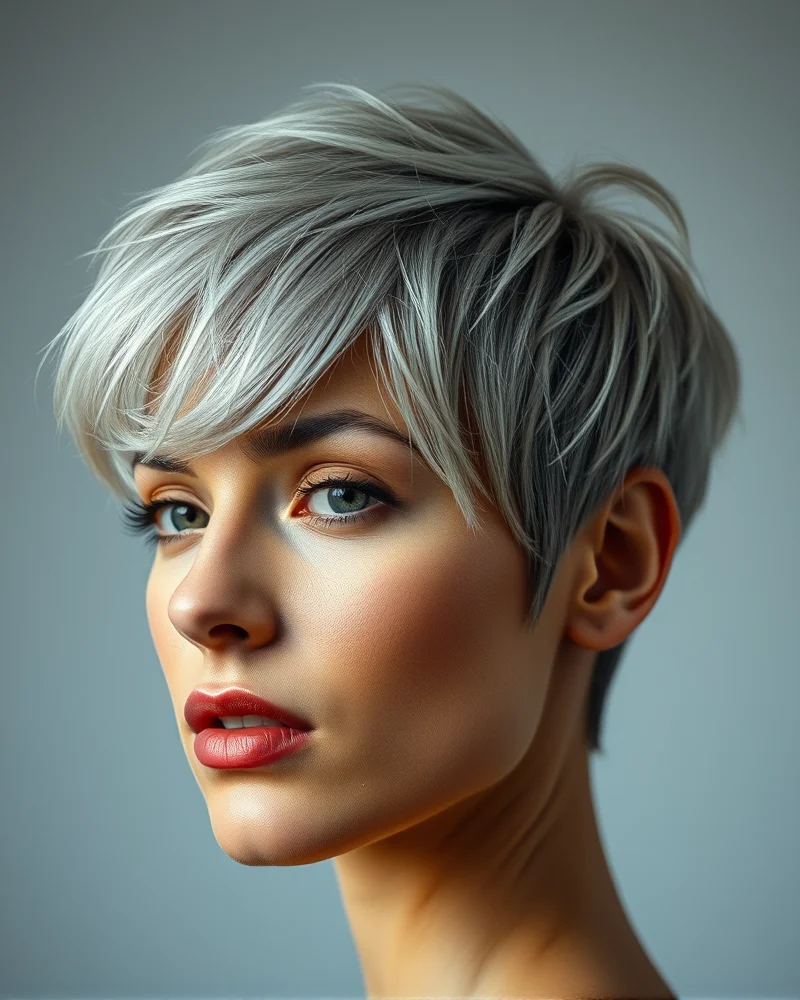 10 Chic Short Hair Styles for Older Women: Youthful, Modern & Easy to Maintain 2 Chic silver pixie cut on an older woman for a modern, refined look.