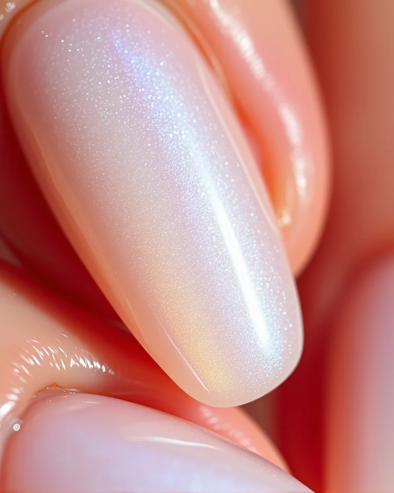 Simple Summer Nails: 7 Effortless Designs for Sunny Days 2 Close-up of glazed donut almond nails reflecting sunlight.