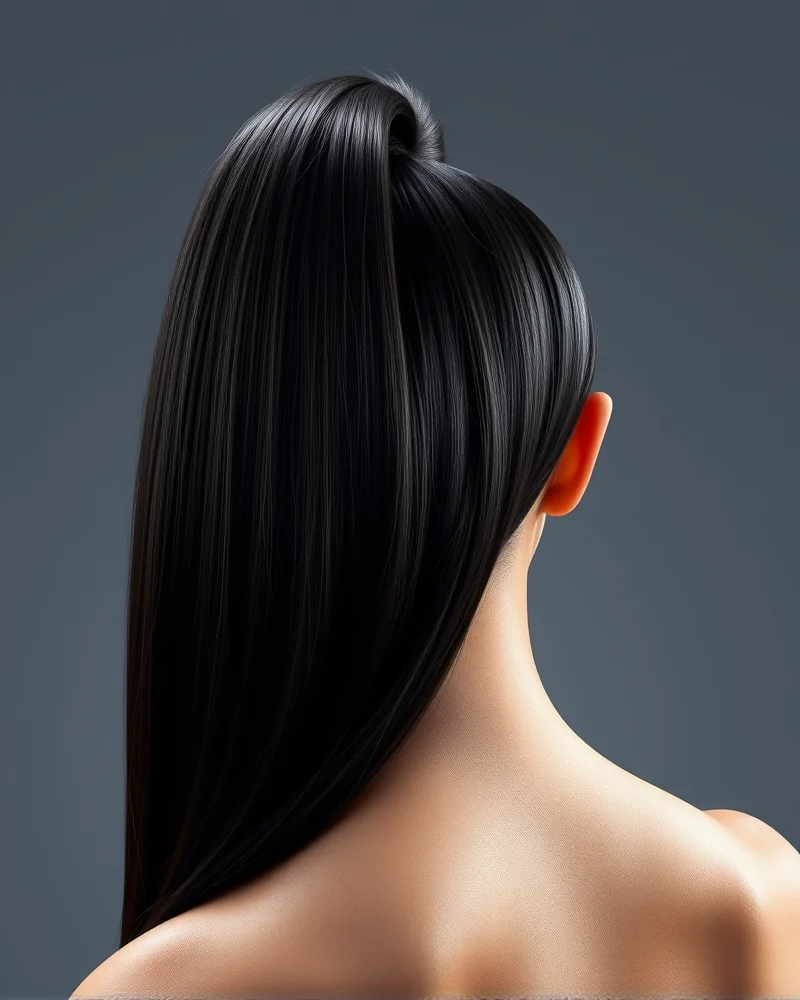 Top 7 Trendy Roblox Hair ID Codes for Your Virtual Avatar 2 A sleek high ponytail hair ID Roblox style on a stylized digital avatar.