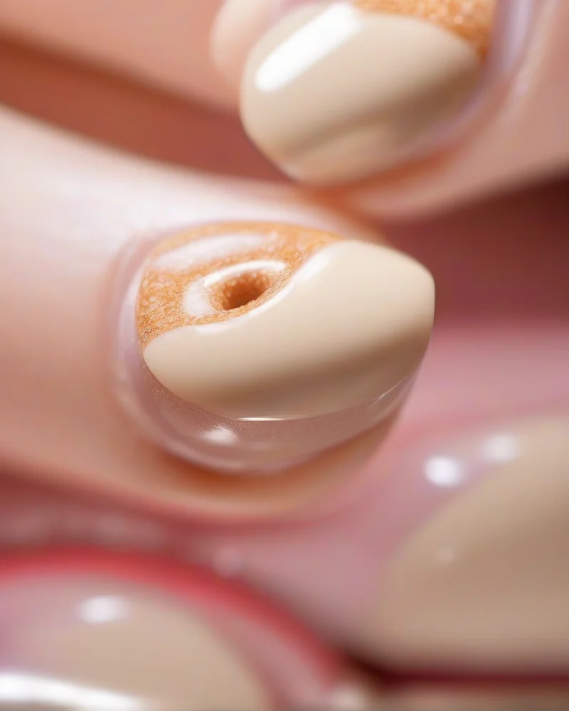 Sheer glazed donut august nails simple style on almond shaped nails.