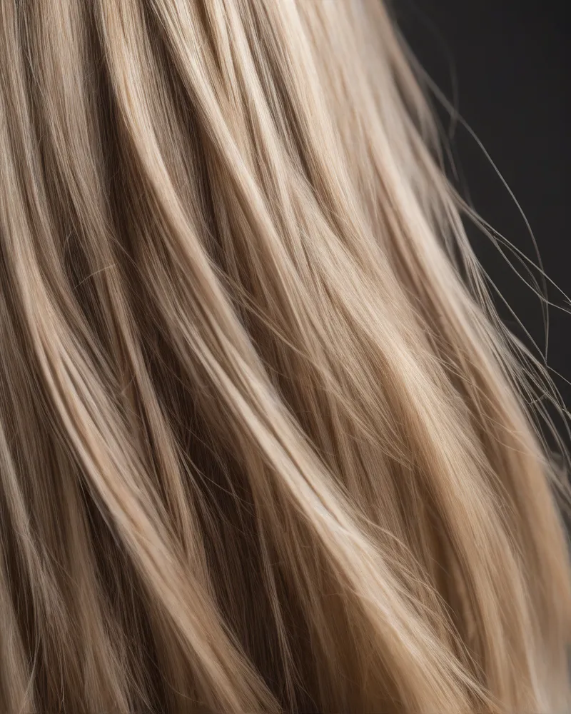 Lowlights and Highlights for Aging Hair 2 Close up detail of aging hair with highlights and lowlights showcasing natural depth and texture.