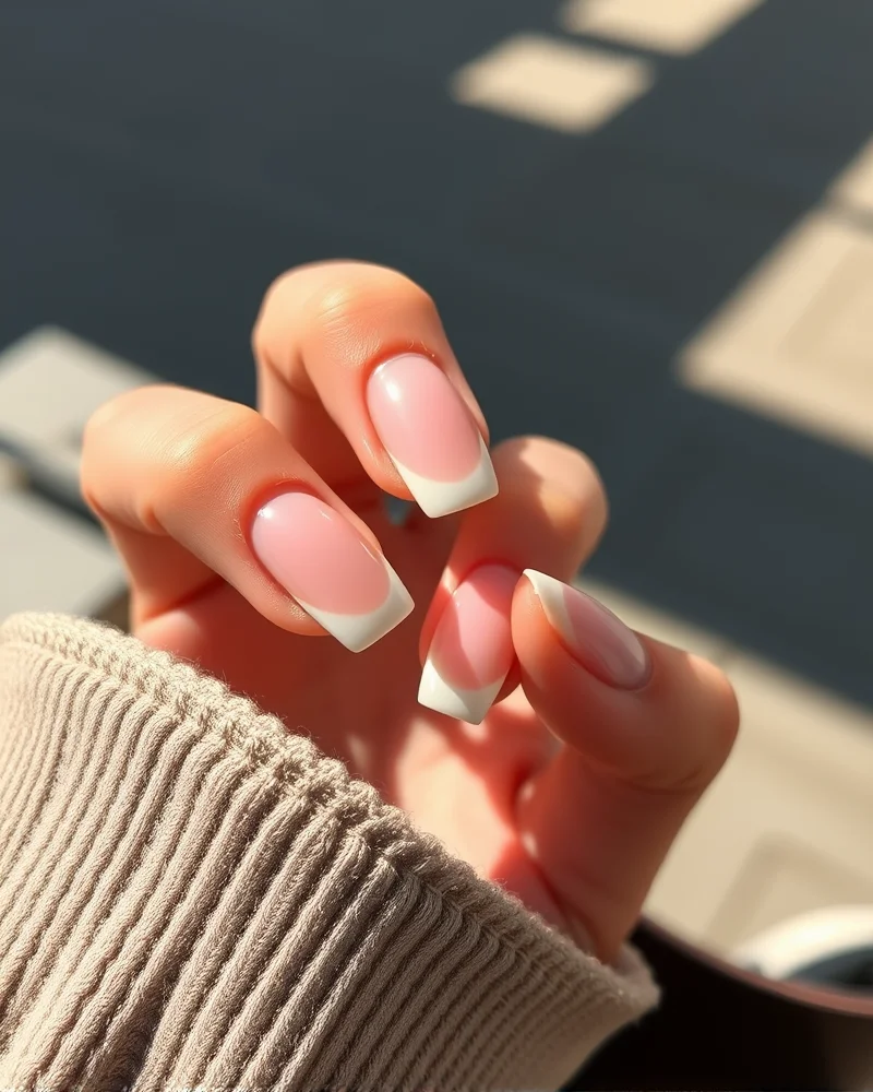 Simple Summer Nails: 7 Effortless Designs for Sunny Days 3 Close-up of a perfectly executed micro-French manicure with a clean white tip.