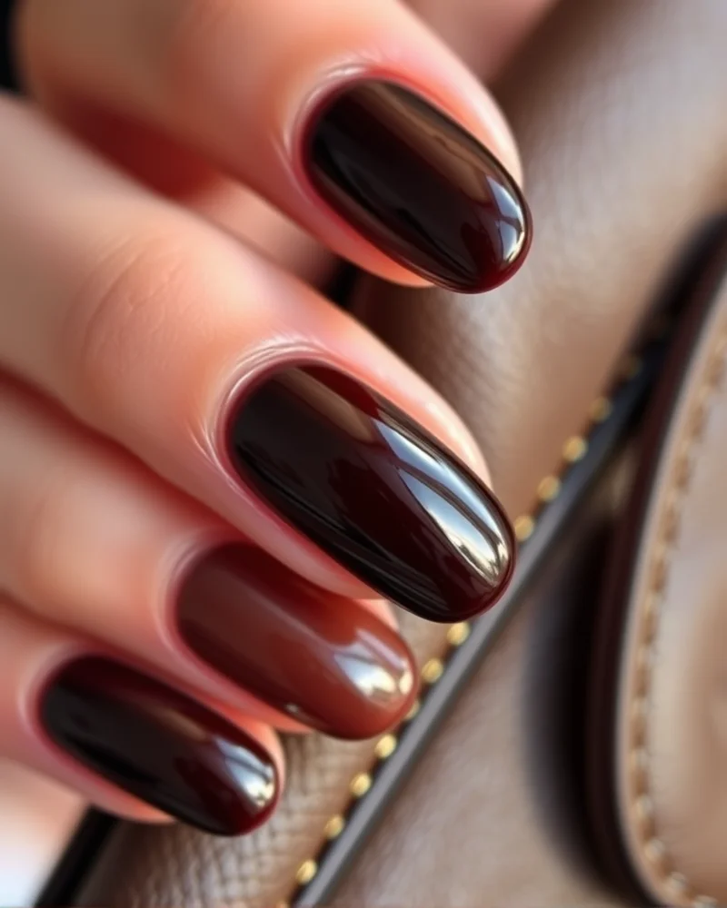 10 Chic Short Fall Nails: The Ultimate Autumn Manicure Edit 3 Short almond nails with chocolate chrome glaze finish.