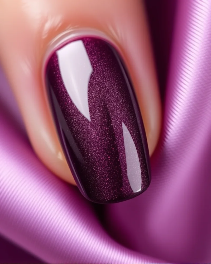 10 Chic Fall Short Nails: The Ultimate Seasonal Manicure Guide 3 Short rounded nails with plum magnetic velvet cat-eye finish