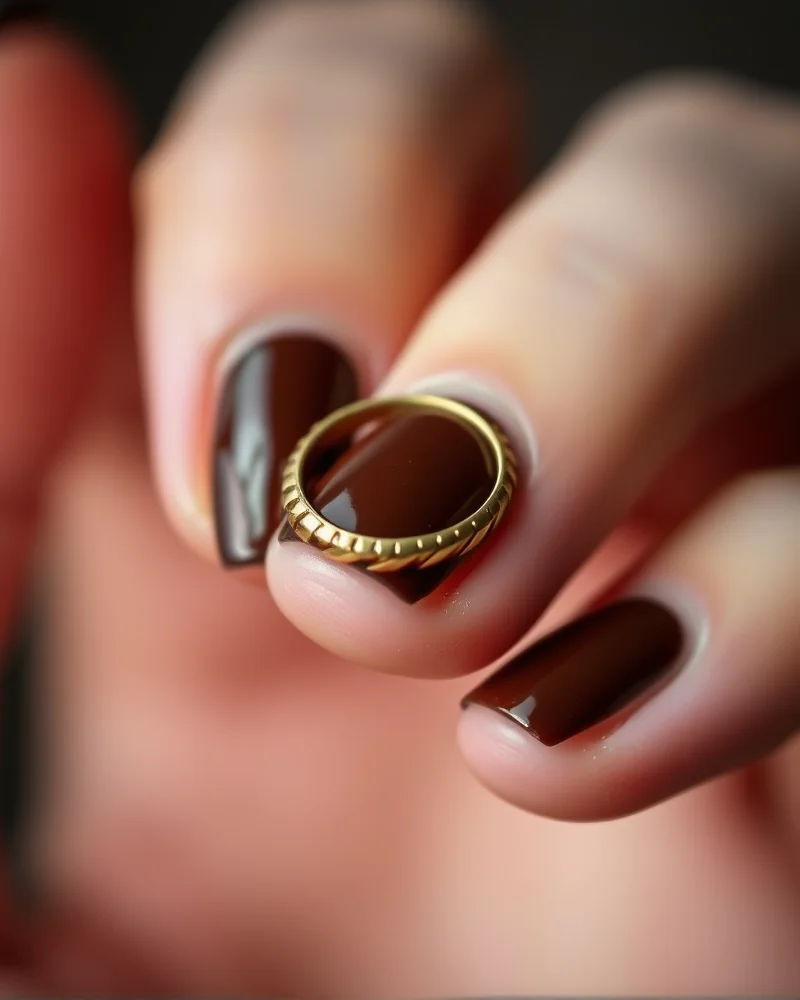 7 Luxurious Nails for Fall Trends That Define Autumn Elegance 3 Glossy espresso brown nails for fall