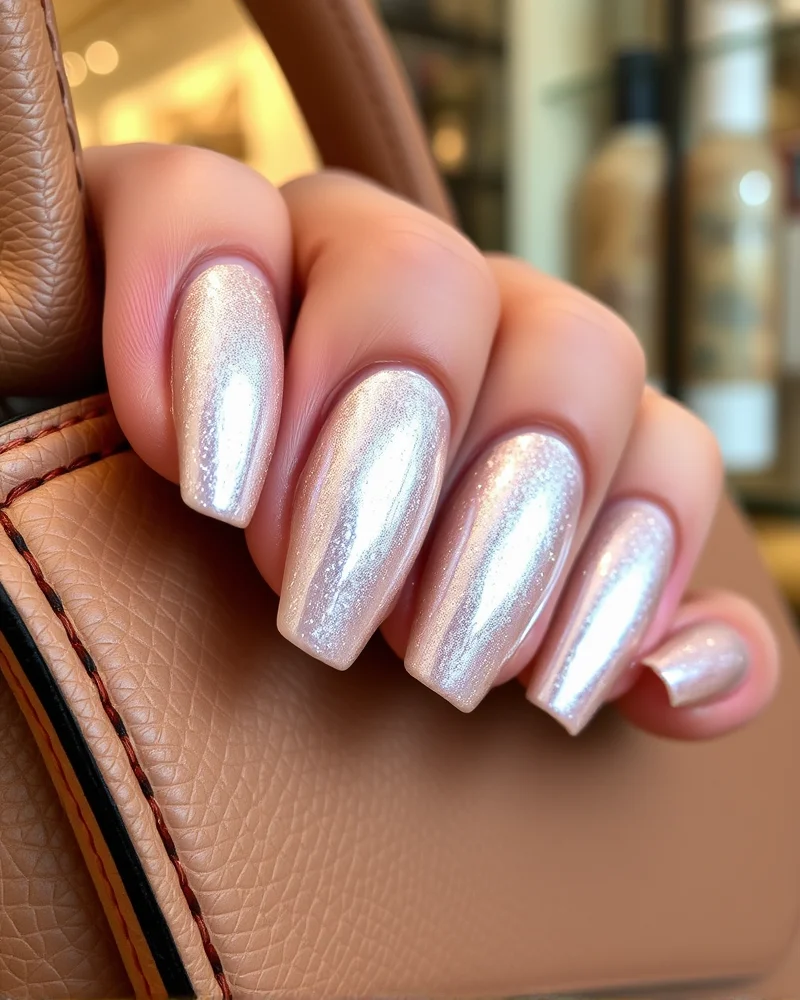 15 Chic September Nails Designs to Elevate Your Seasonal Transition 3 Almond shaped glazed chrome nails for September.