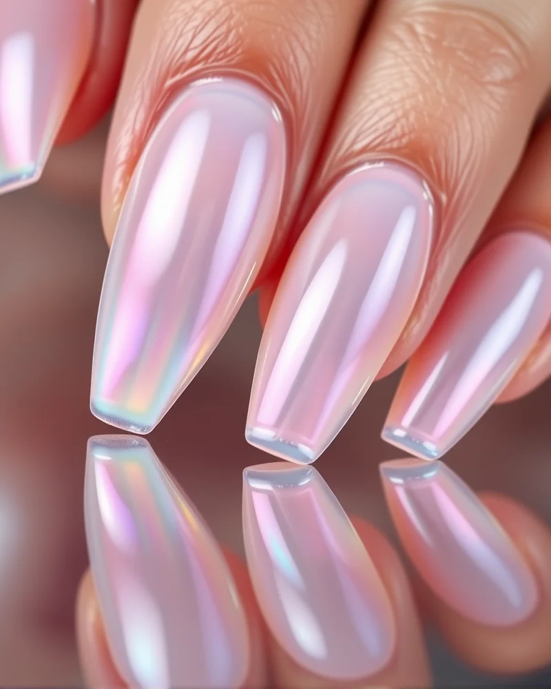 Minimalist Chrome Nail Art: The Ultimate Everyday Chic Guide 3 Perfect glazed donut chrome nails, high gloss finish.