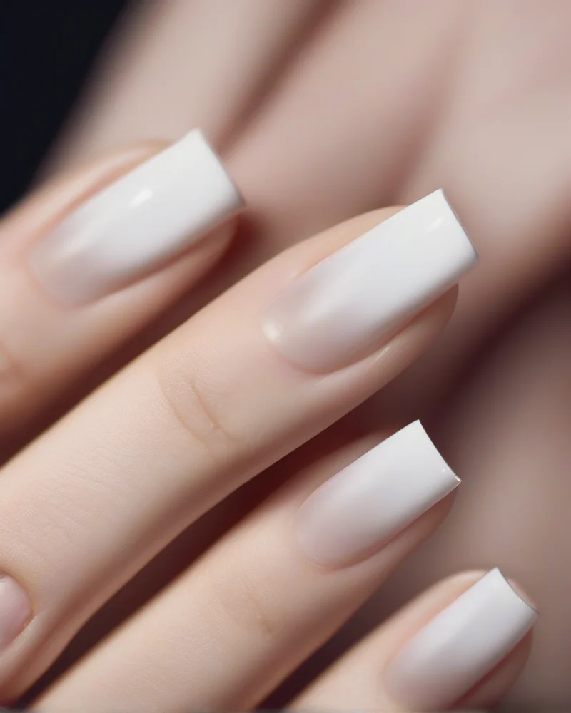 Micro-french tip august nails simple aesthetic on short square nails.