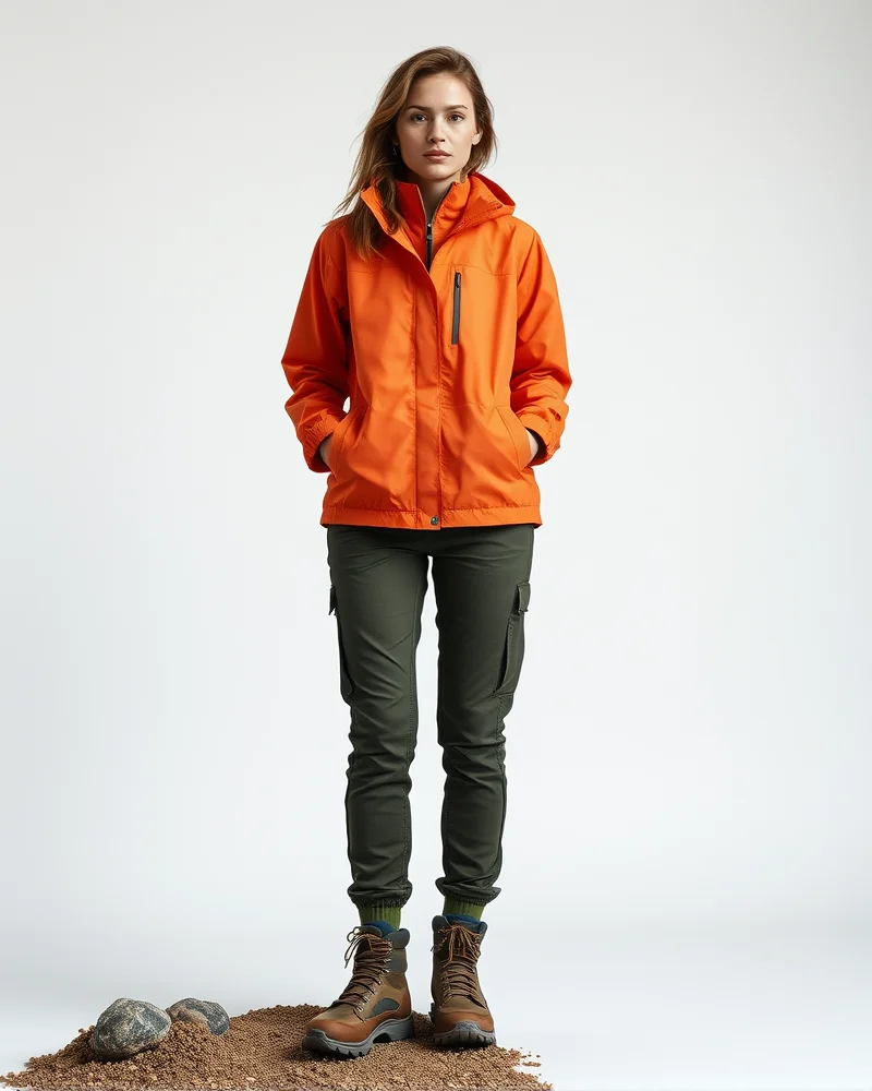 The Ultimate Hiking Outfit Women’s Guide: Functional Meets High Fashion 4 Stylish woman in a sustainable hiking outfit made from recycled materials.