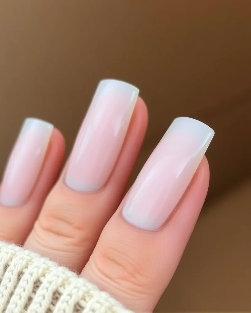 10 Trendy Nails for August: The Ultimate Guide to Late Summer Manicures 4 Clean girl aesthetic nails for August, short square shape with milky white gel.