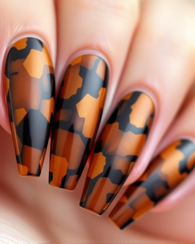 15 Chic Nail Ideas Fall 2026: The Ultimate Seasonal Trend Report 4 Modern tortoiseshell patterned nails for fall season.