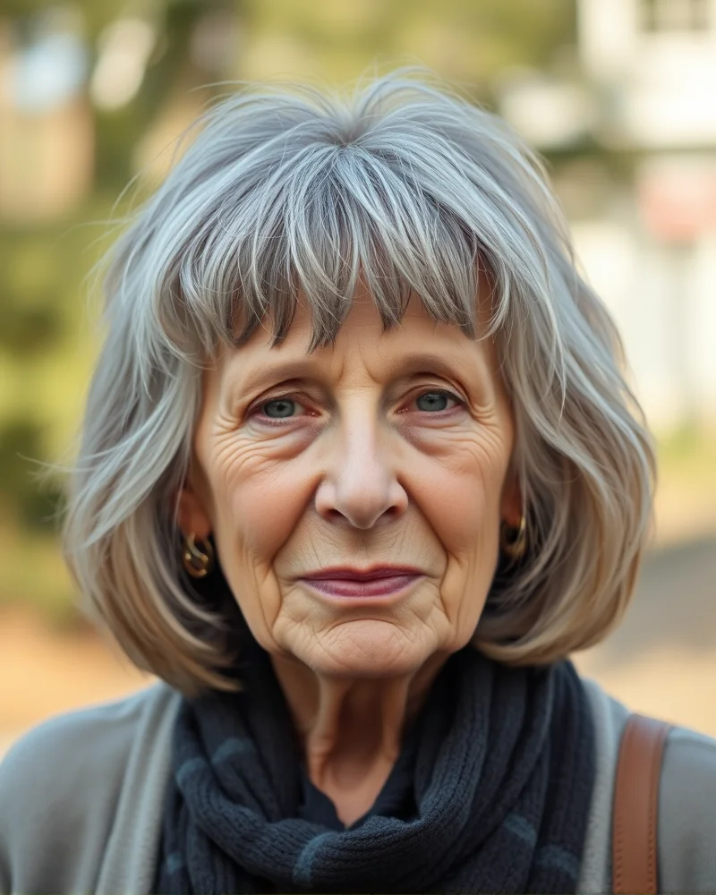 10 Chic Short Hair Styles for Older Women: Youthful, Modern & Easy to Maintain 5 Modern shaggy lob hairstyle with bangs for a youthful appearance.