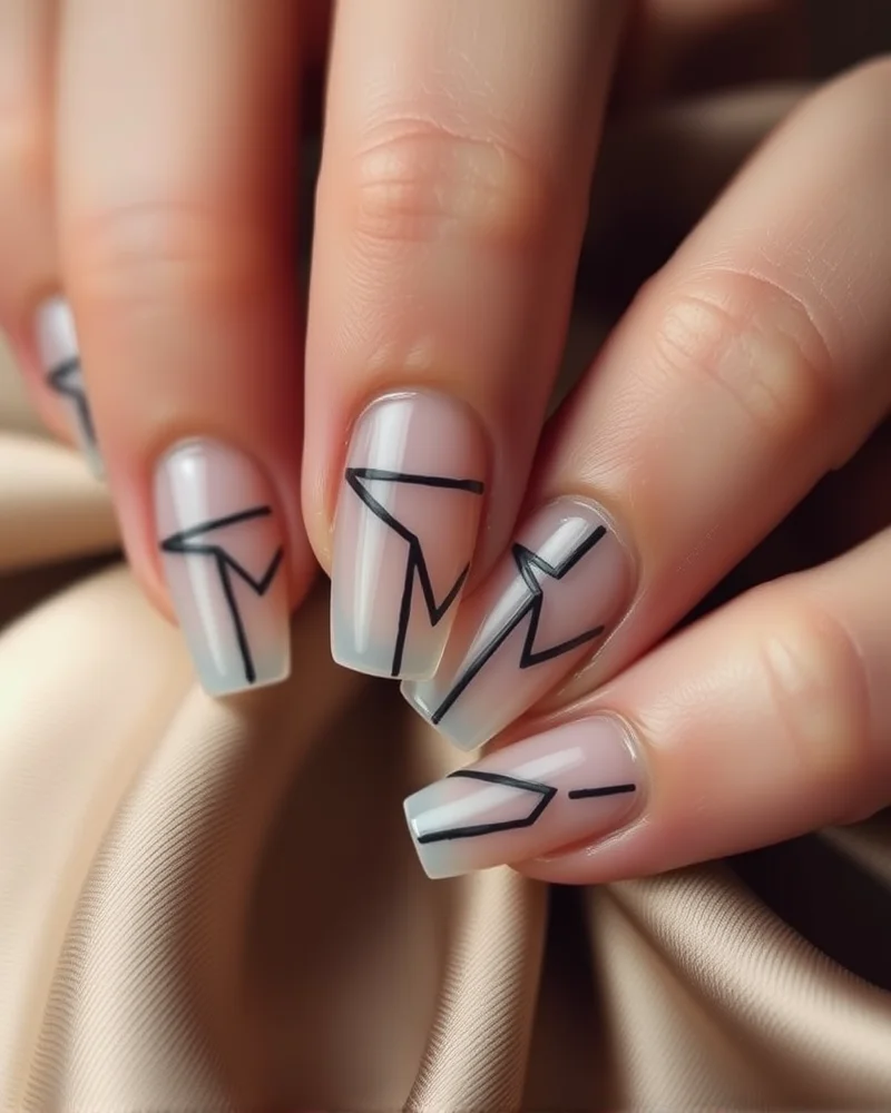 10 Chic Short Fall Nails: The Ultimate Autumn Manicure Edit 5 Negative space nail art on short nails for autumn.