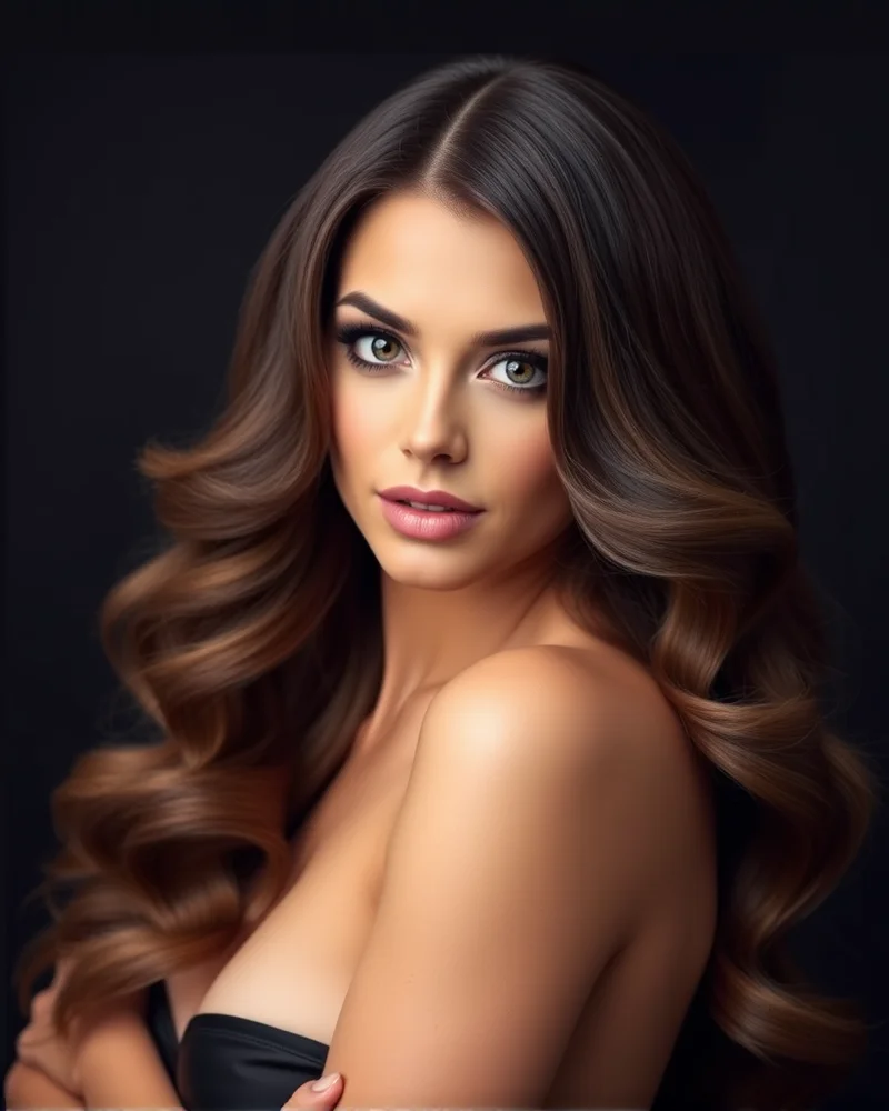 10 Picture Day Hairstyles That Guarantee a Flawless School Portrait 5 A model showing off long, glossy Hollywood waves for a professional photo.