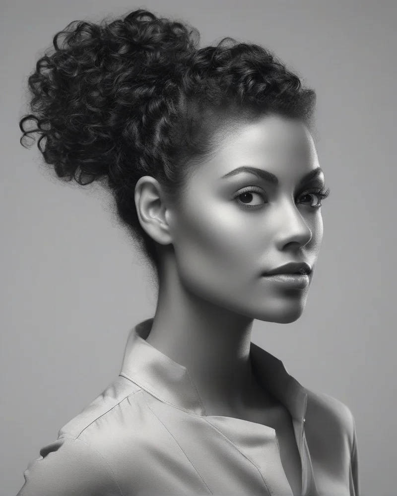Sleek and polished half-up ponytail for curly hair.